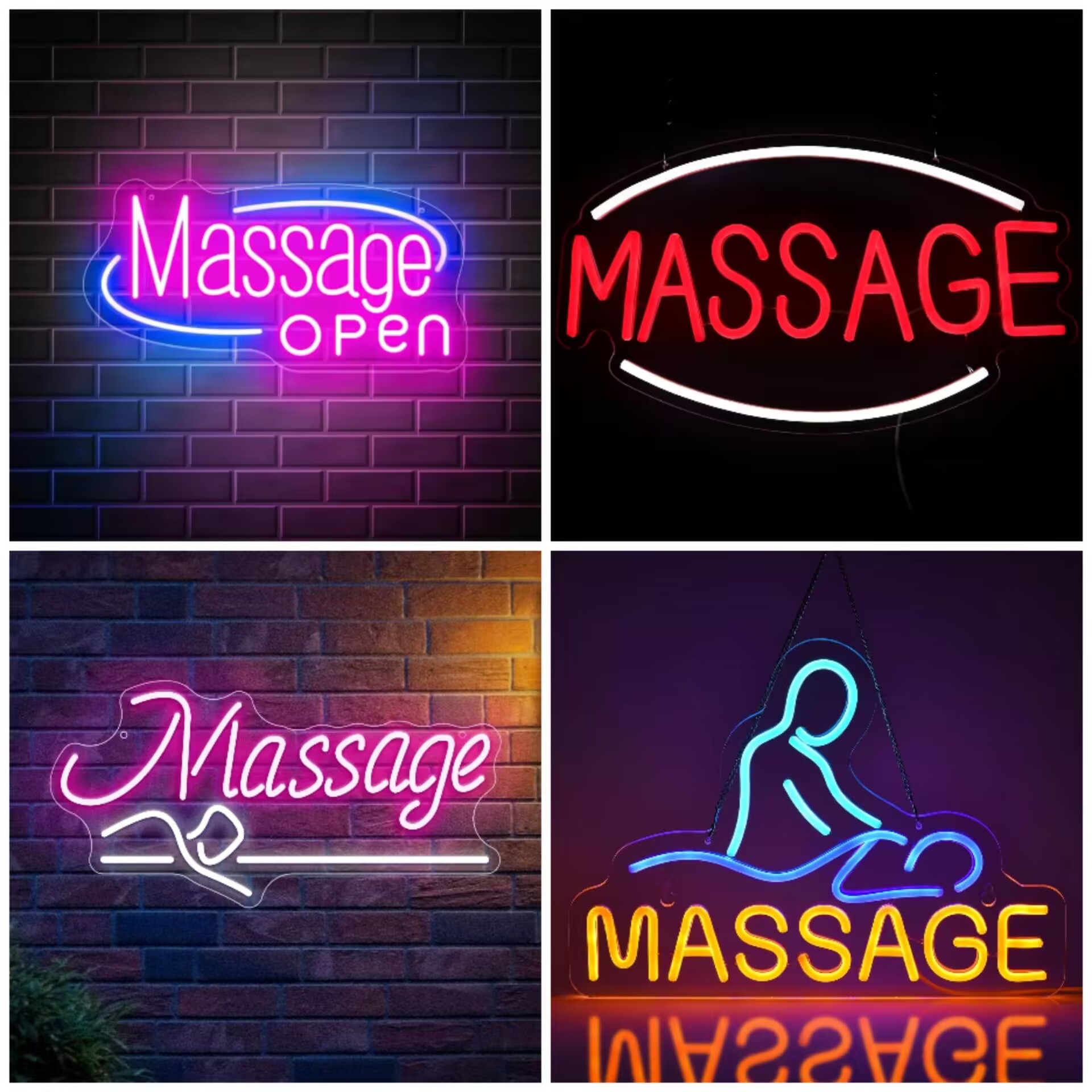 Wellness Spa And Salon - Неоновая LED-вывеска «Массаж и СПА» с